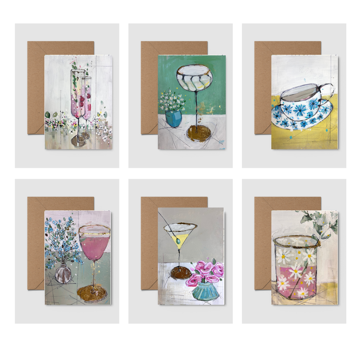 Flowers and Tipples greetings cards