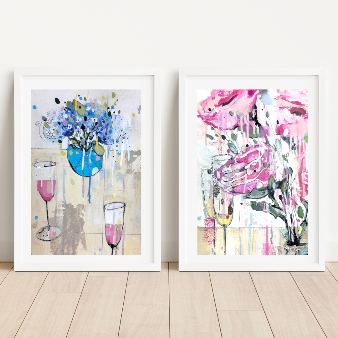 Pink Champagne and Hydrangeas