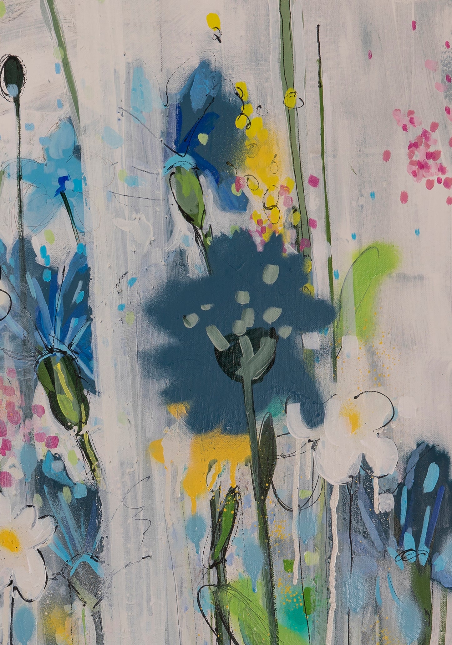 BLUE ANEMONES AND DAISIES 1