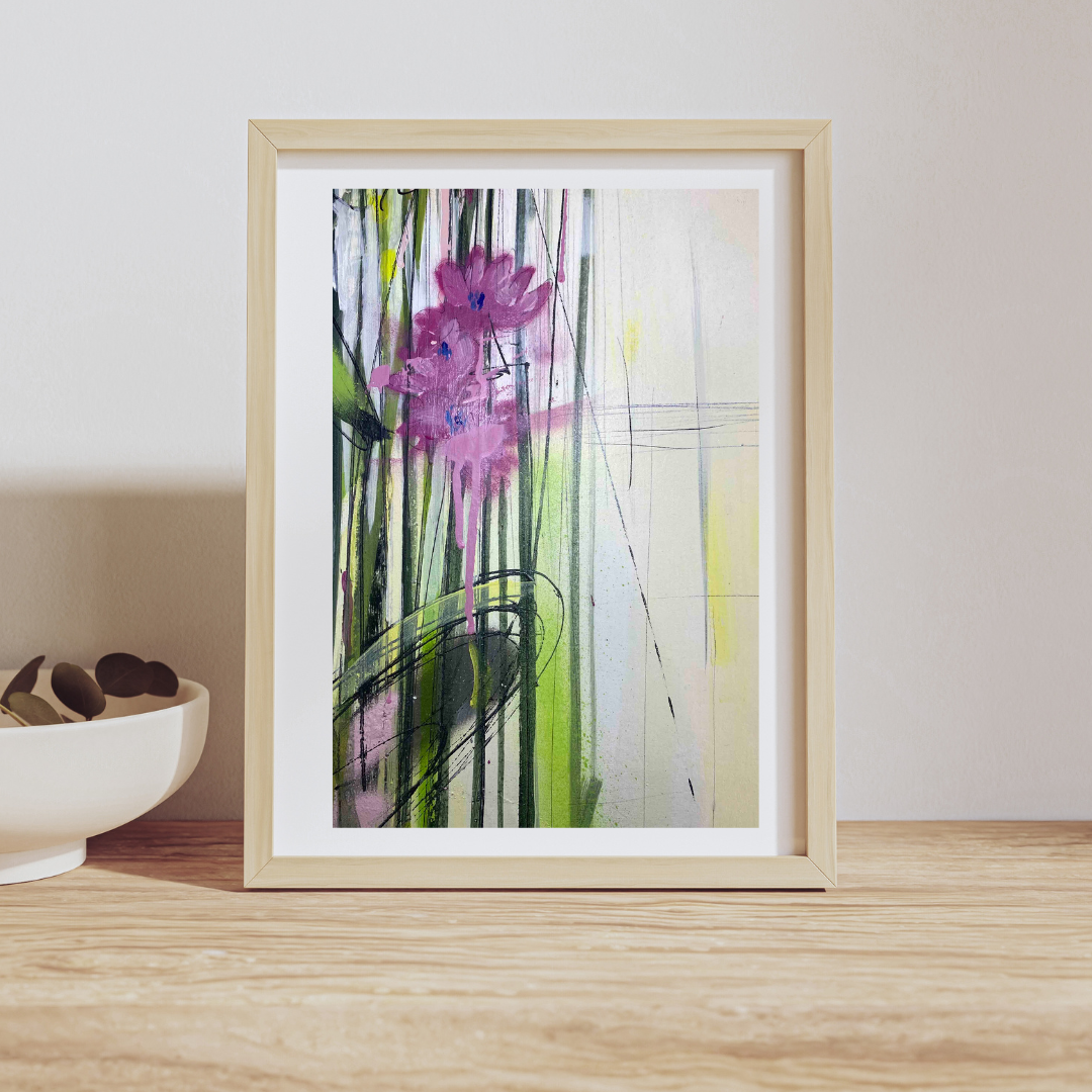 Pink anemones in long grass