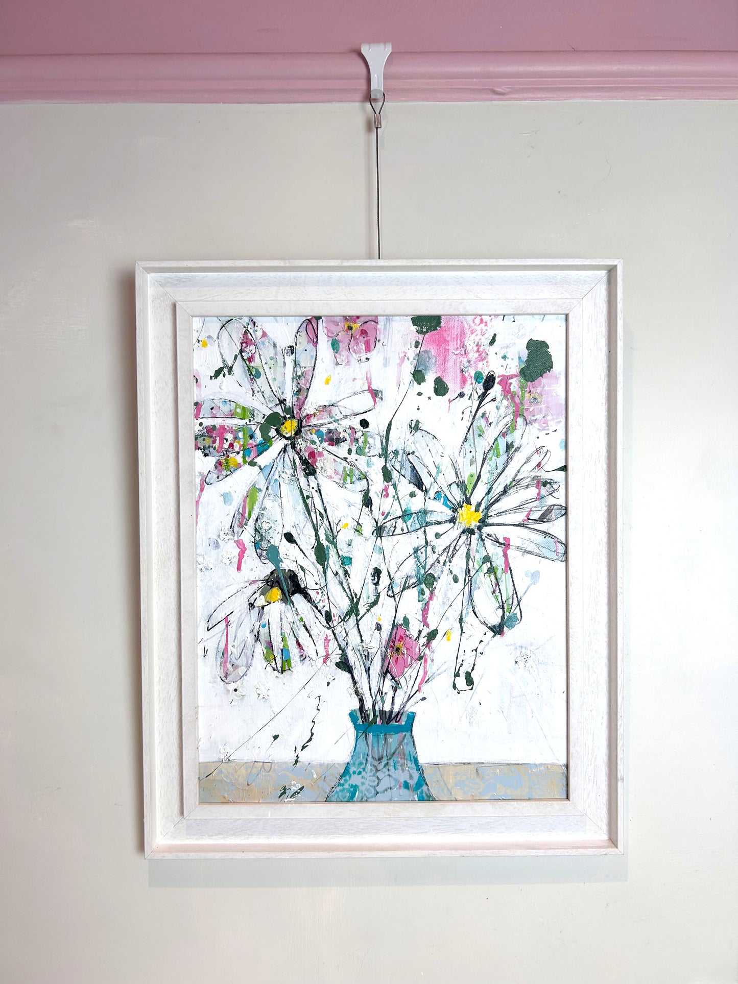 Summer flowers in blue vase