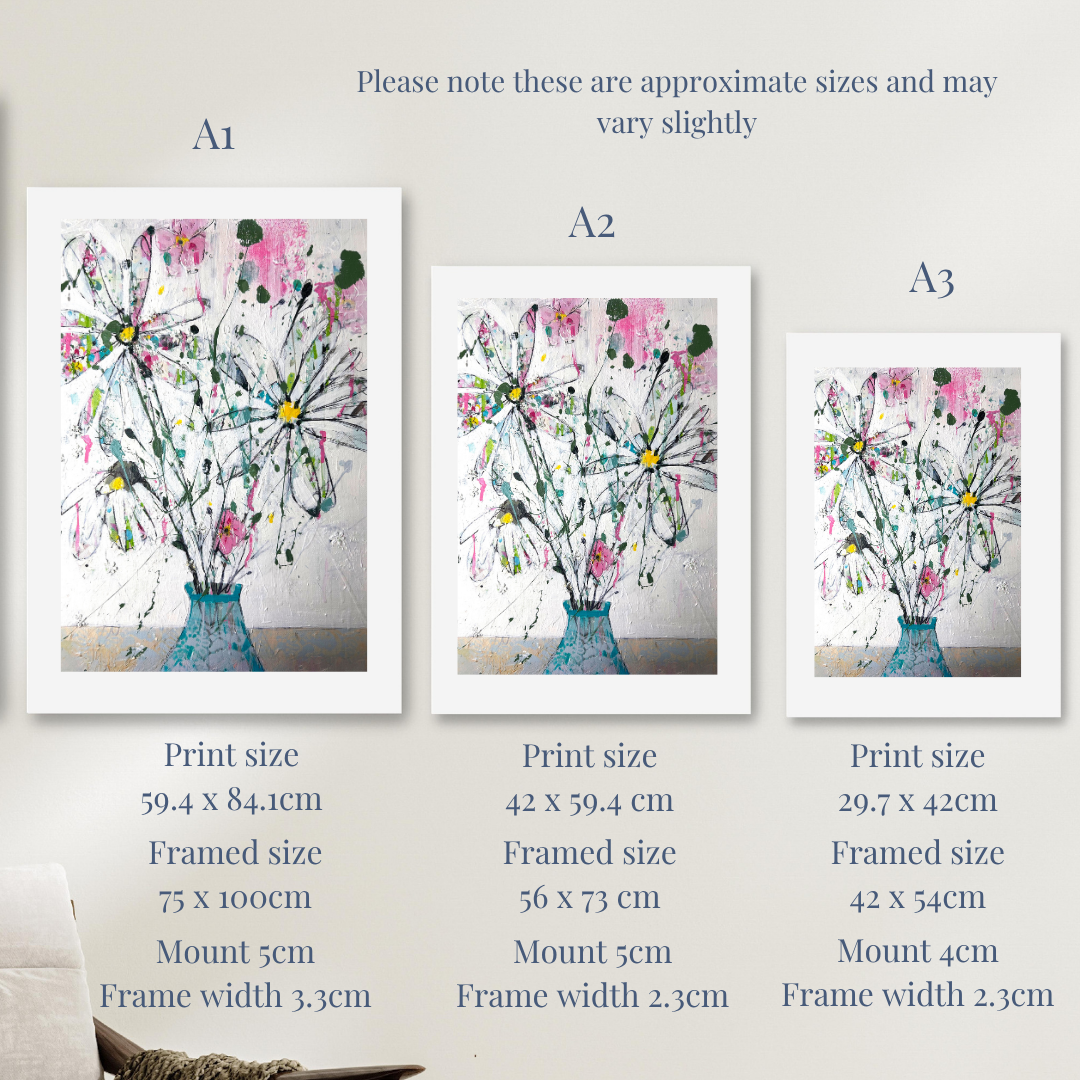 Summer flowers in blue vase - Limited edition print