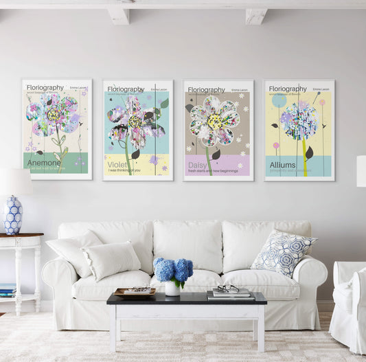 Set of four Floriography posters