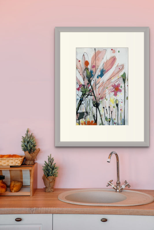 Marigolds and pink flowers