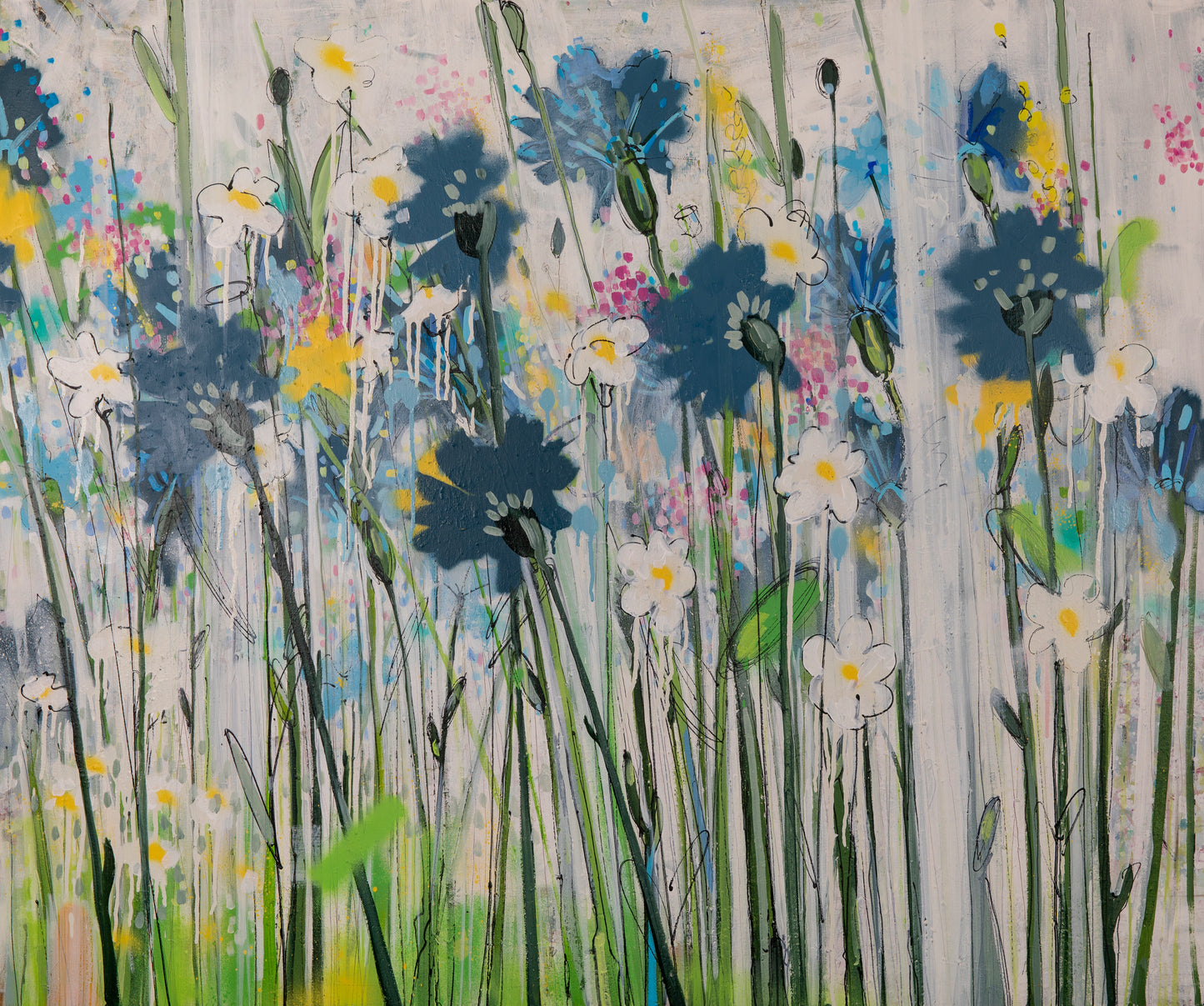 BLUE ANEMONES AND DAISIES 2