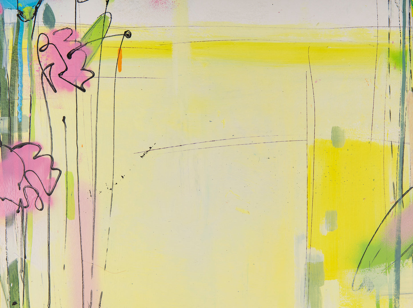 Abstract pink flower on yellow background