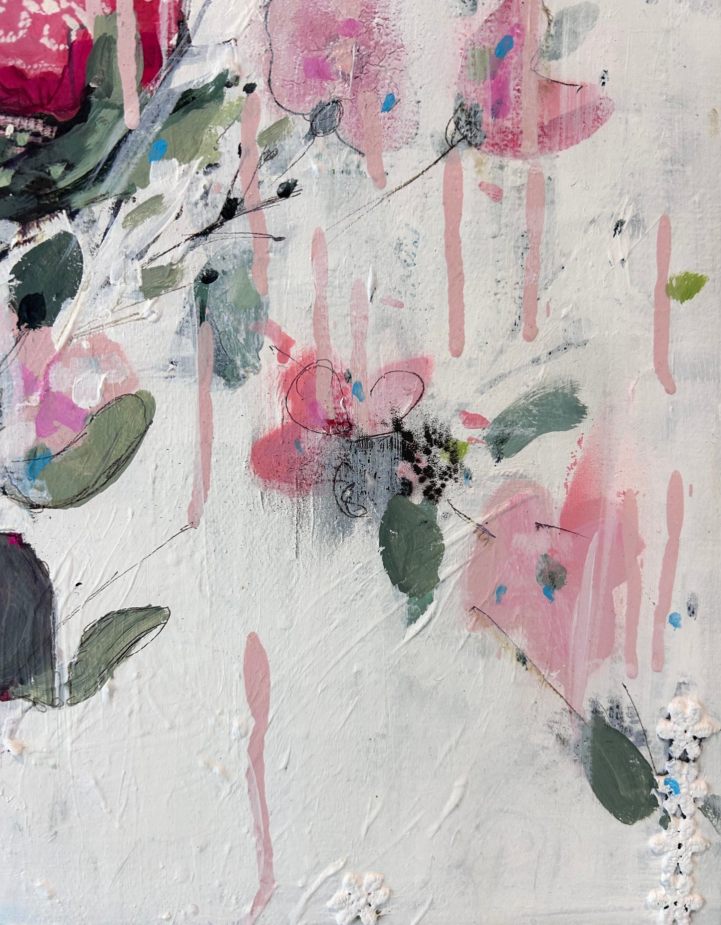 Vase of Peonies and pink flowers