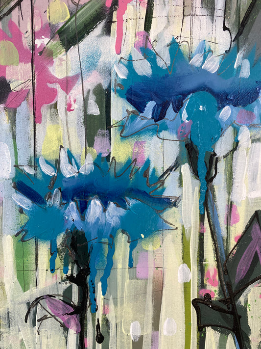 Thistles and pink flowers 2