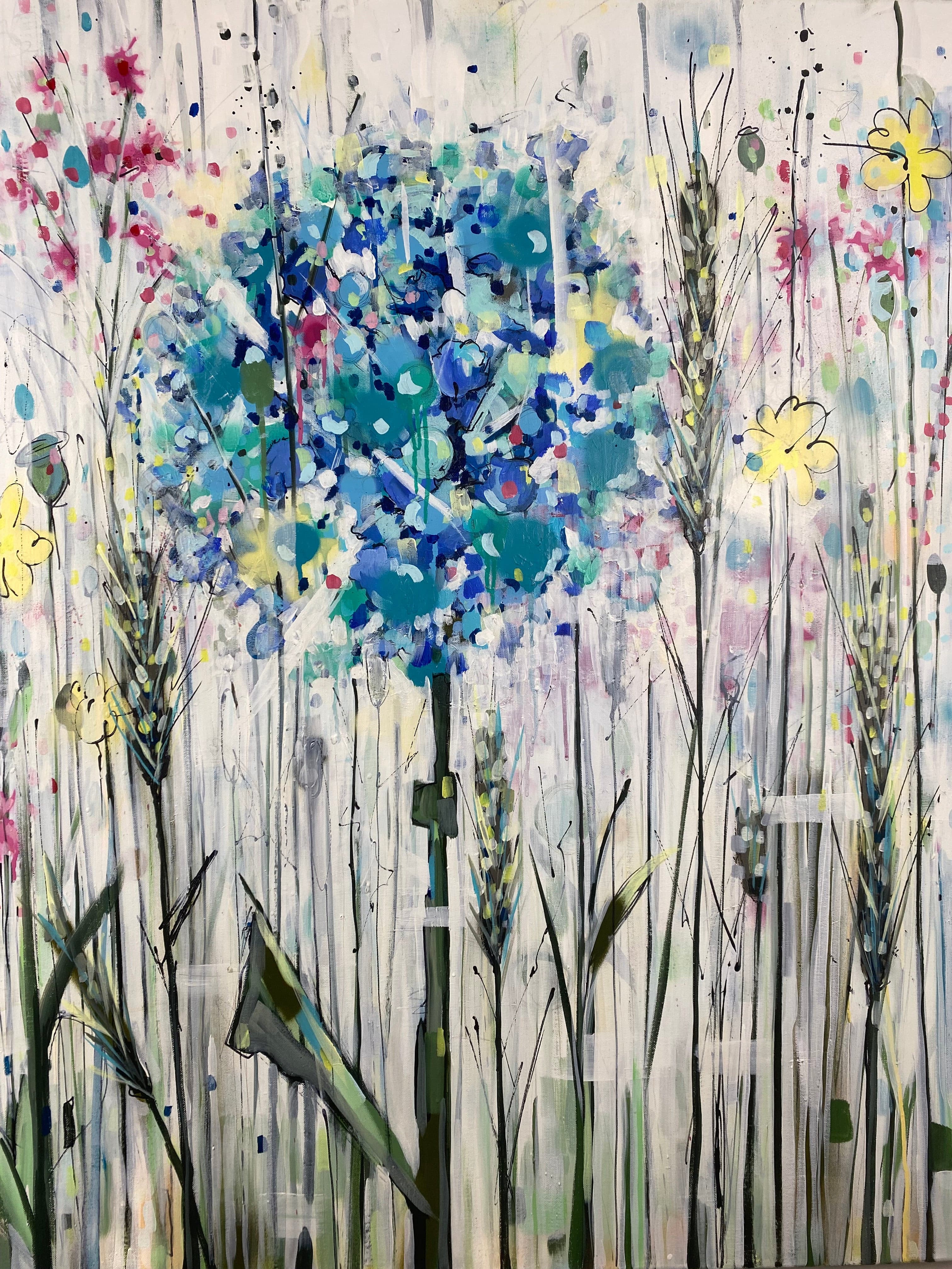 Original painting of blue flowers