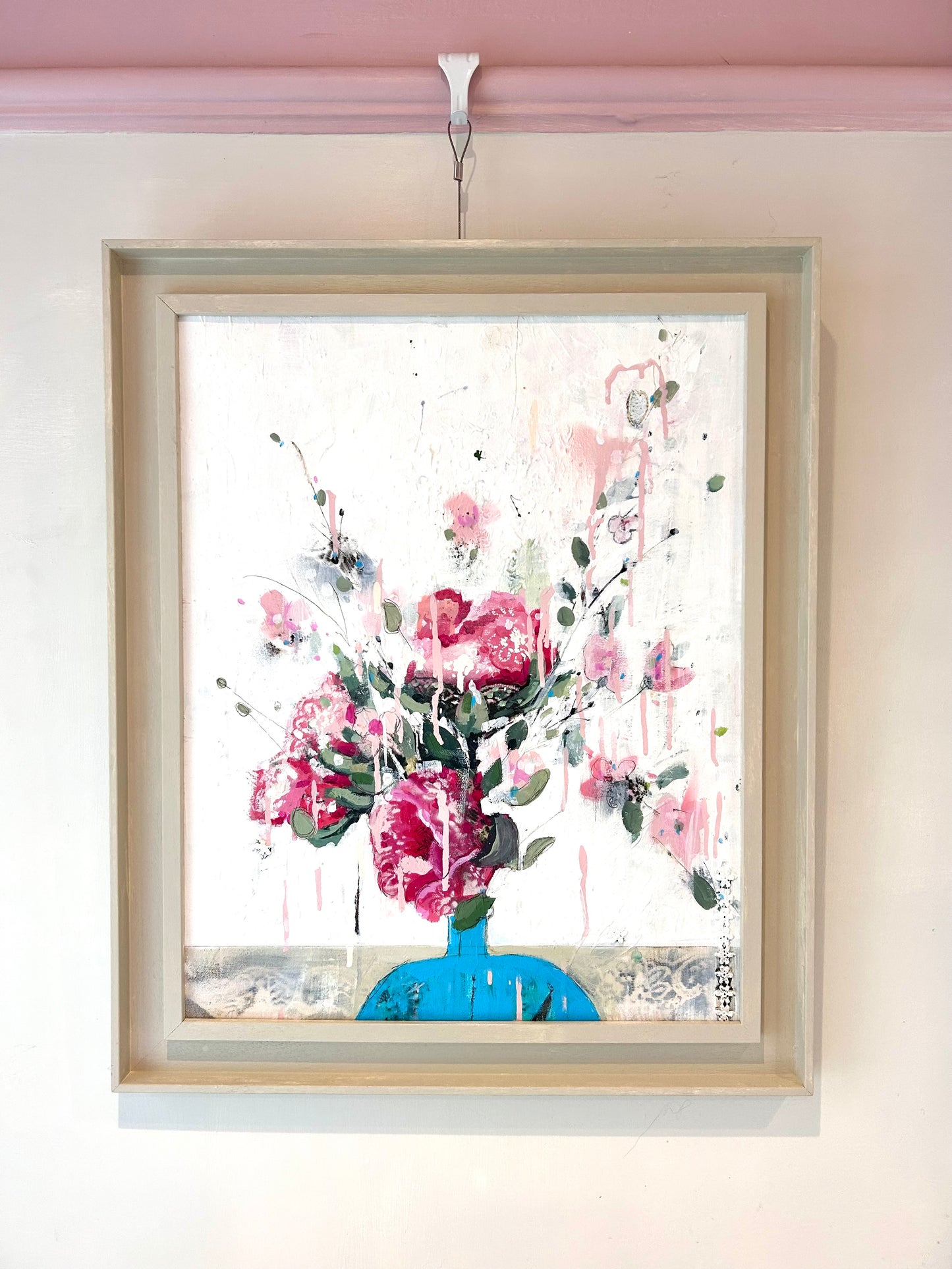 Vase of Peonies and pink flowers