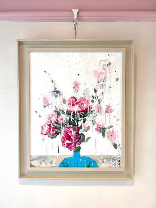Vase of Peonies and pink flowers