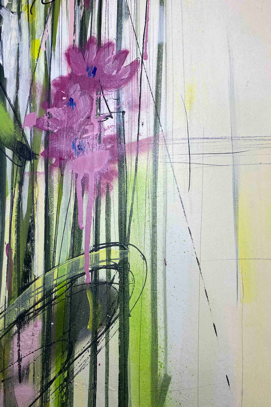 Pink anemones in long grass