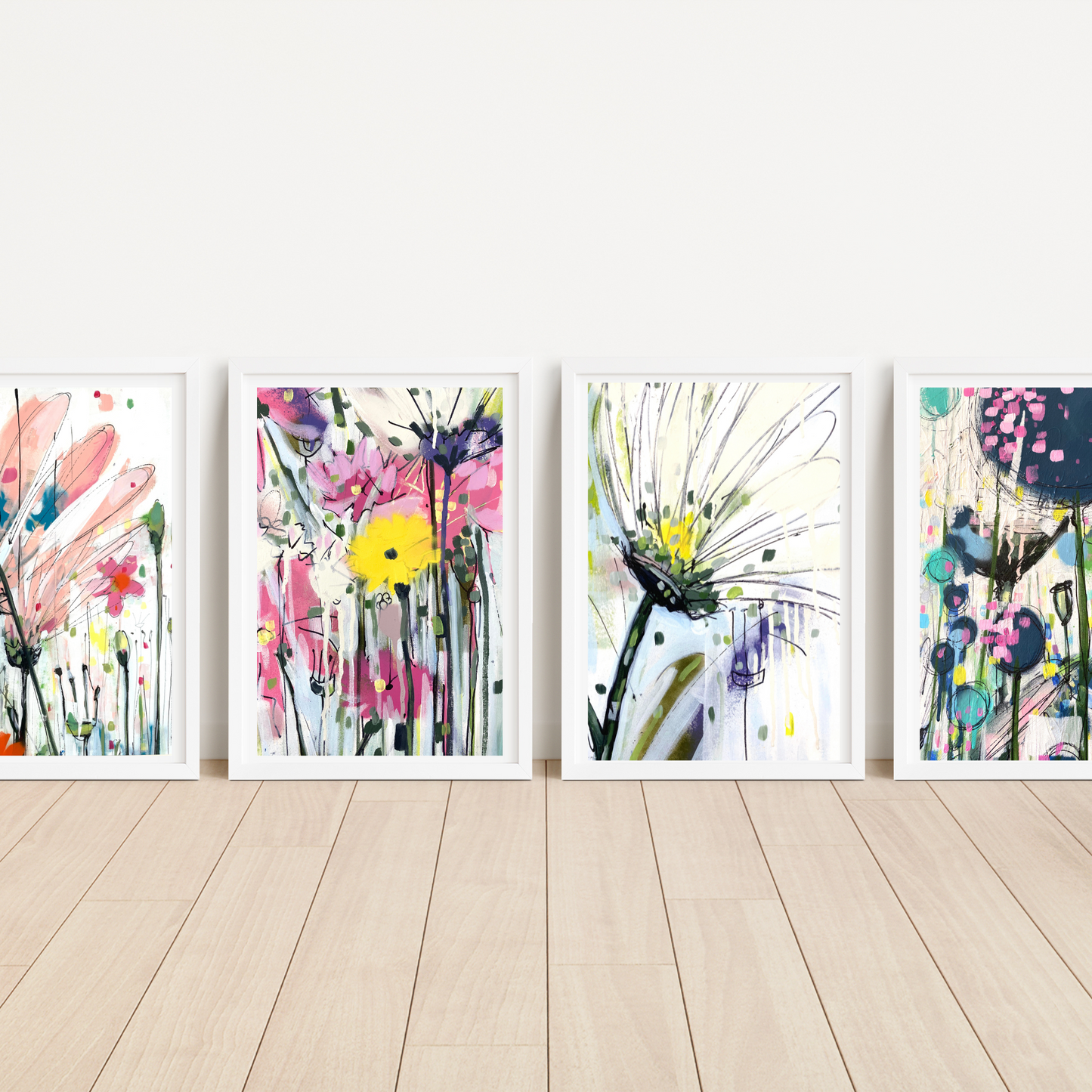 Buttercup and pink flowers limited edtion print