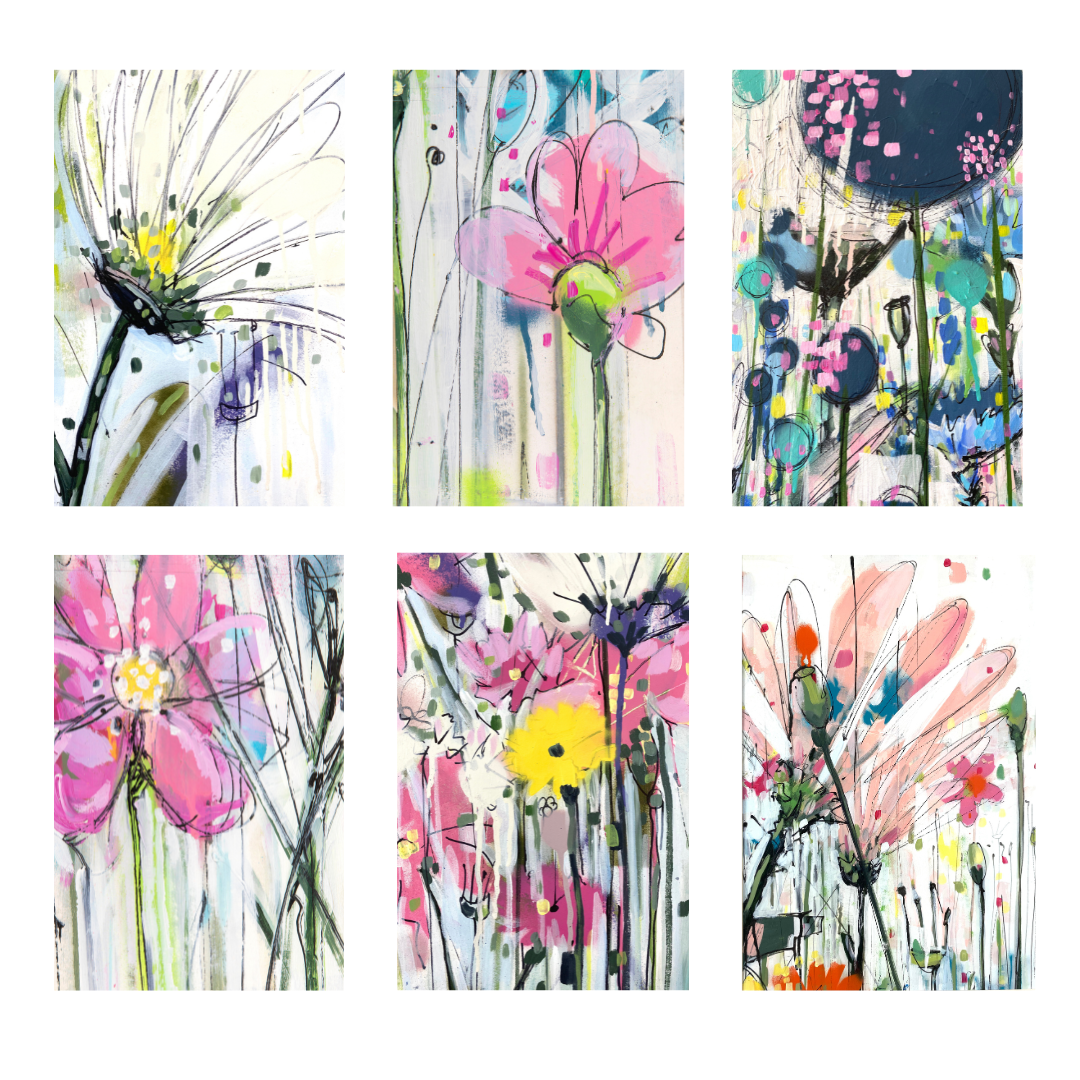 Cheerful flowers - Note cards bundle