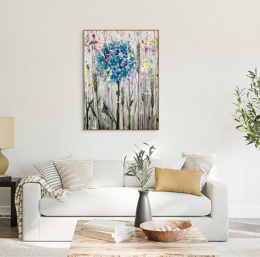 Blue Flowers with bull rushes