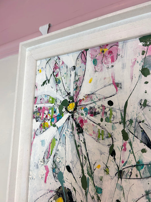 Summer flowers in blue vase