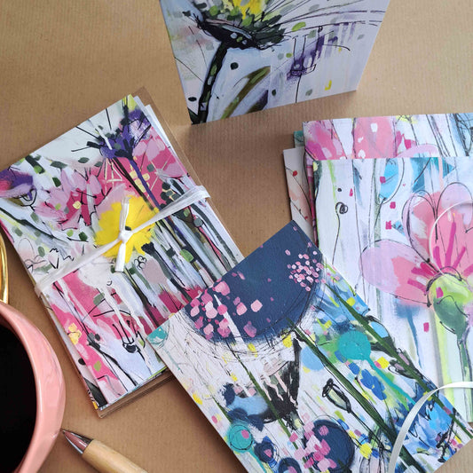 Cheerful flowers - Note cards bundle