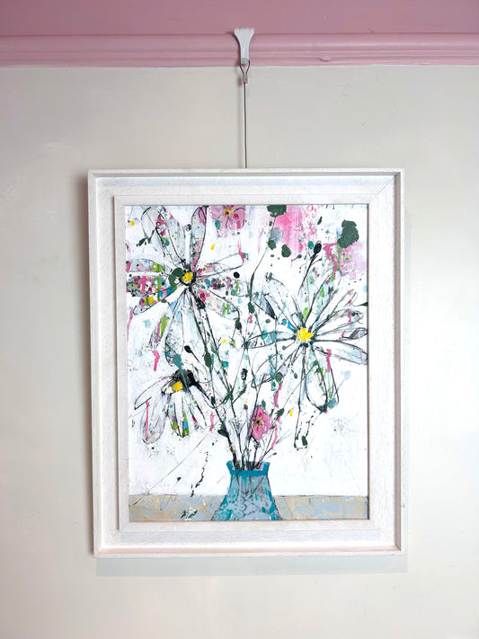 Summer flowers in blue vase