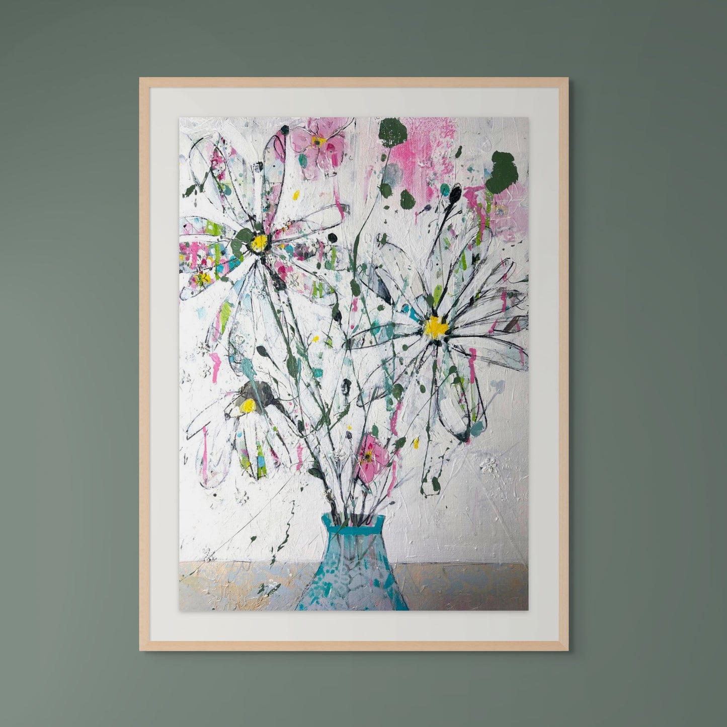 Summer flowers in blue vase - Limited edition print